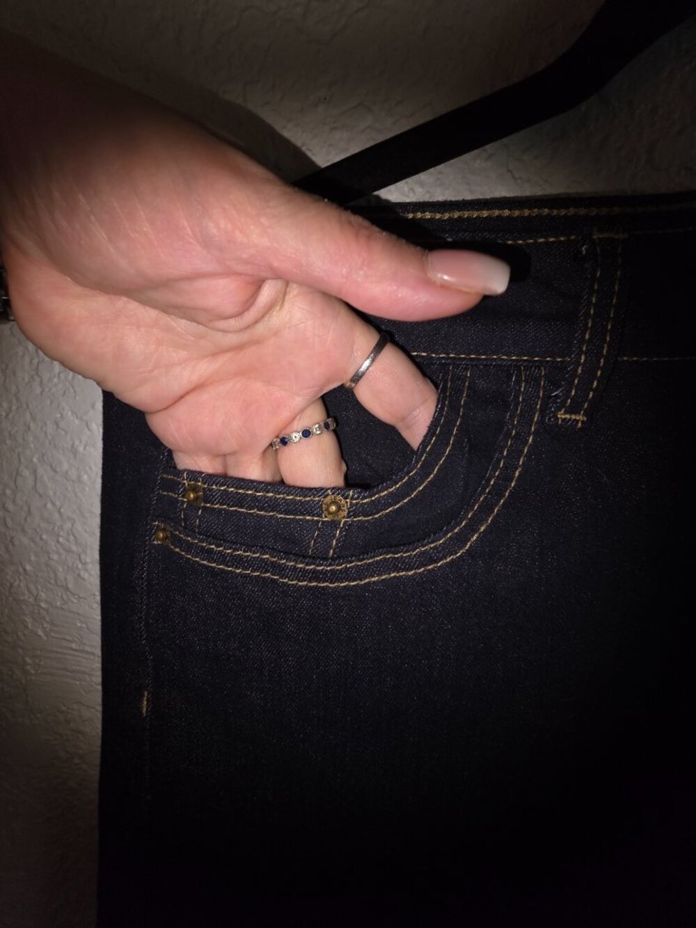 Dark Wash Wide Leg Trouser Jeans โ Size 12 โ High Rise โ Stretch - Picture 8 of 9